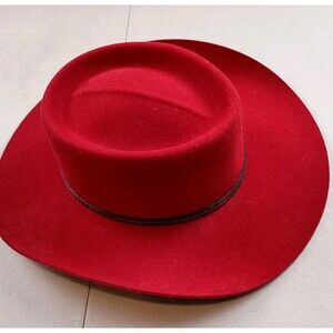 Charlie 1 Horse Red Wool Cowboy Hat Size 7  1/4 Western Flare Festival Boho